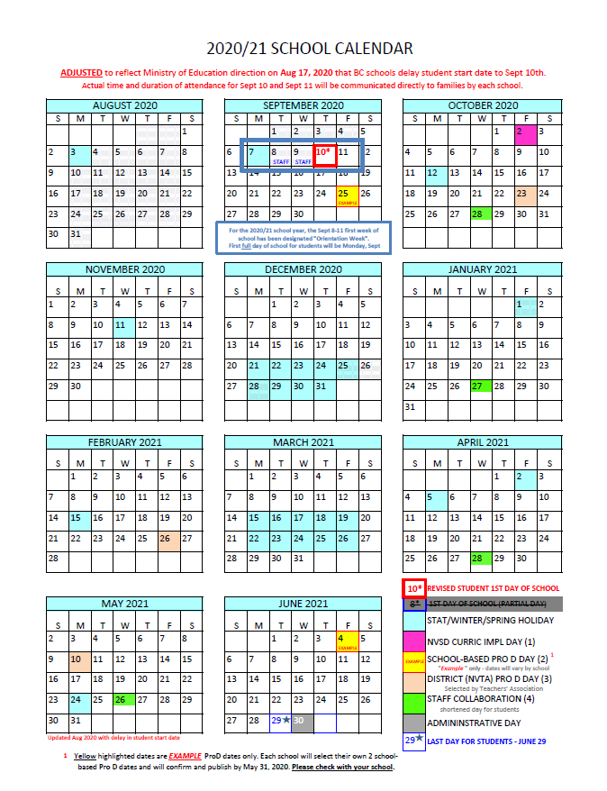 District Calendar - North Vancouver School District