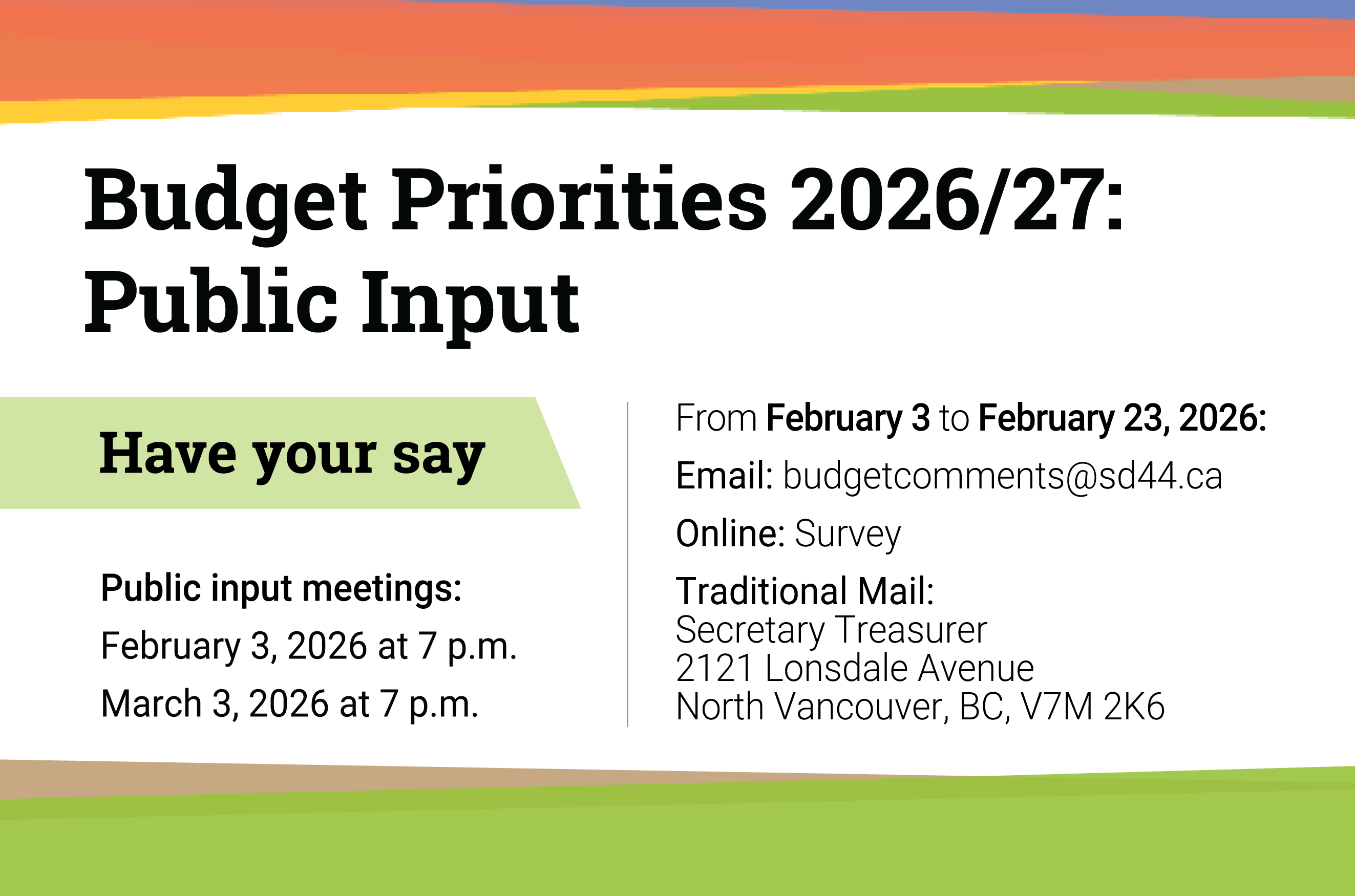 2026/2027 Budget Priorities