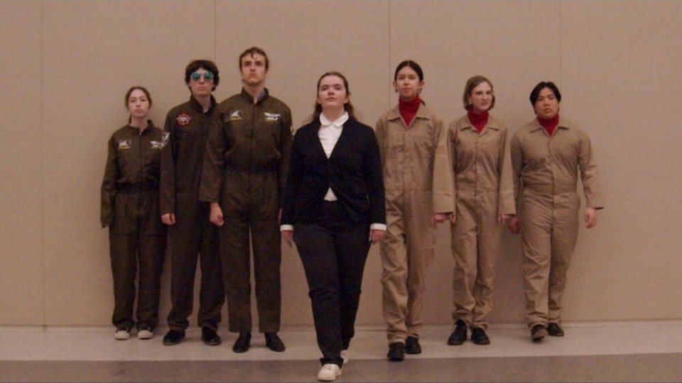 Argyle students Leah Price, Matteo Cliburn, Kai Van Egmond, Iris Clark (middle), Hana Cramer, Nathalie Robinson and Isaac Parent appear in Armageddon Again: The Prequel.