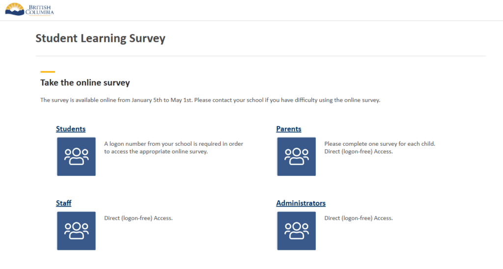 Provincial Student Learning Survey - Deadline May 1st